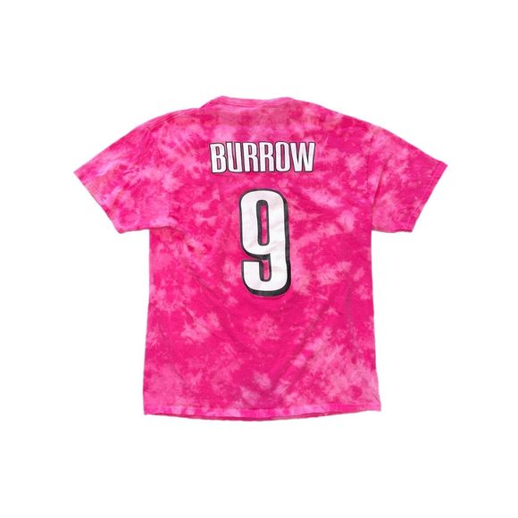 Cincinnati Bengals Joe Burrow Pink Bleached Jersey Tee - Picture 2 of 3